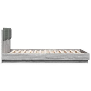 vidaXL Cadre de lit avec tête de lit et lumières LED Gris Sonoma 120x200cm