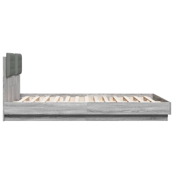 vidaXL Cadre de lit avec tête de lit et lumières LED Gris Sonoma 120x200cm