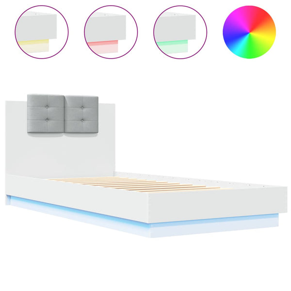 Bettgestell Weiß mit LED 100x200 cm