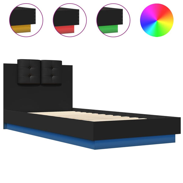 Bettgestell Schwarz mit LED 100x200 cm