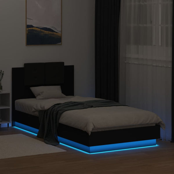 Bettgestell Schwarz mit LED 100x200 cm