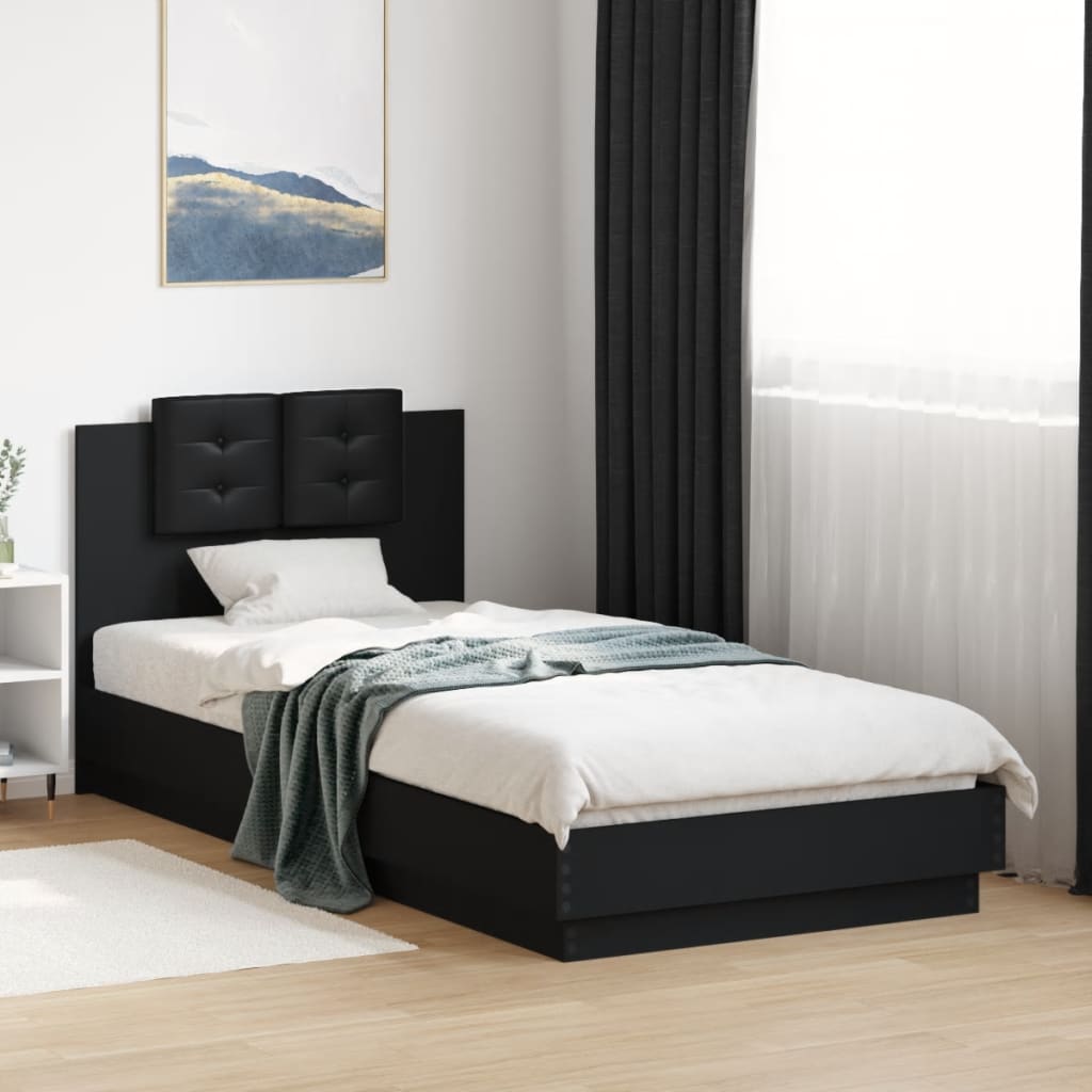 Bettgestell Schwarz mit LED 100x200 cm