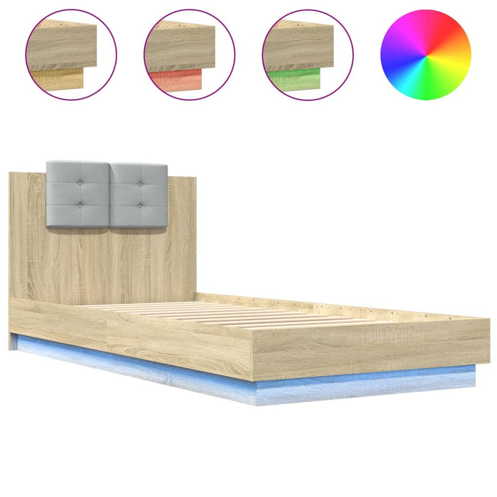 Bettgestell 100x200 cm mit LED Sonoma-Eiche