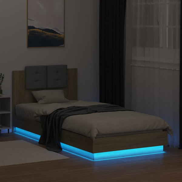 Bettgestell 100x200 cm mit LED Sonoma-Eiche