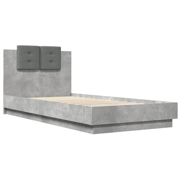 Bettgestell mit LED Betongrau 100x200 cm