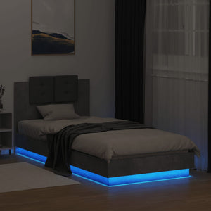 Bettgestell mit LED Betongrau 100x200 cm