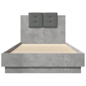 Bettgestell mit LED Betongrau 100x200 cm