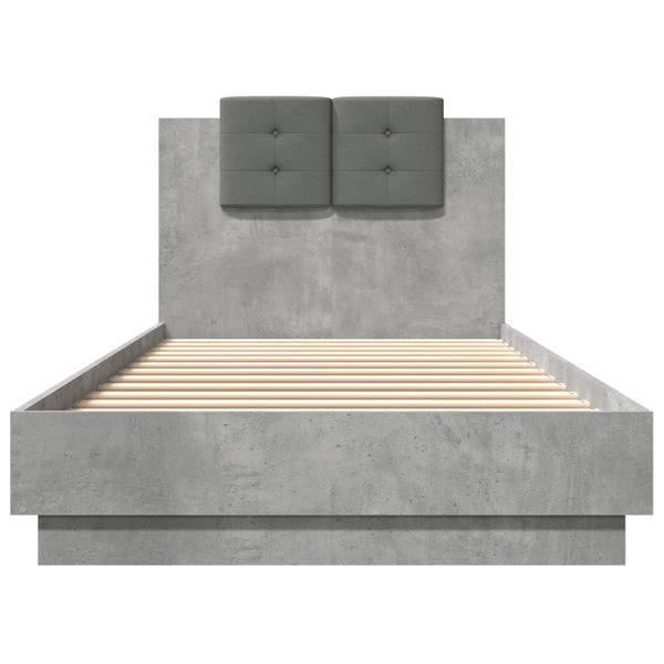 Bettgestell mit LED Betongrau 100x200 cm