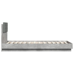 Bettgestell mit LED Betongrau 100x200 cm
