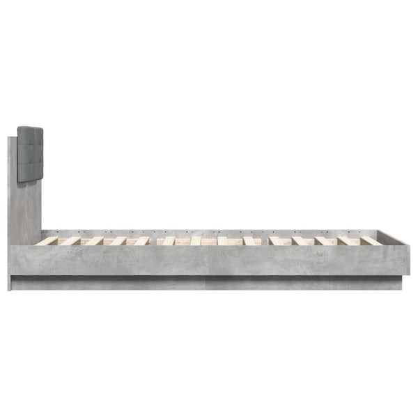 Bettgestell mit LED Betongrau 100x200 cm