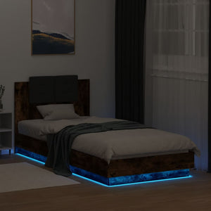 Bettgestell 100x200 cm mit LED Räuchereiche