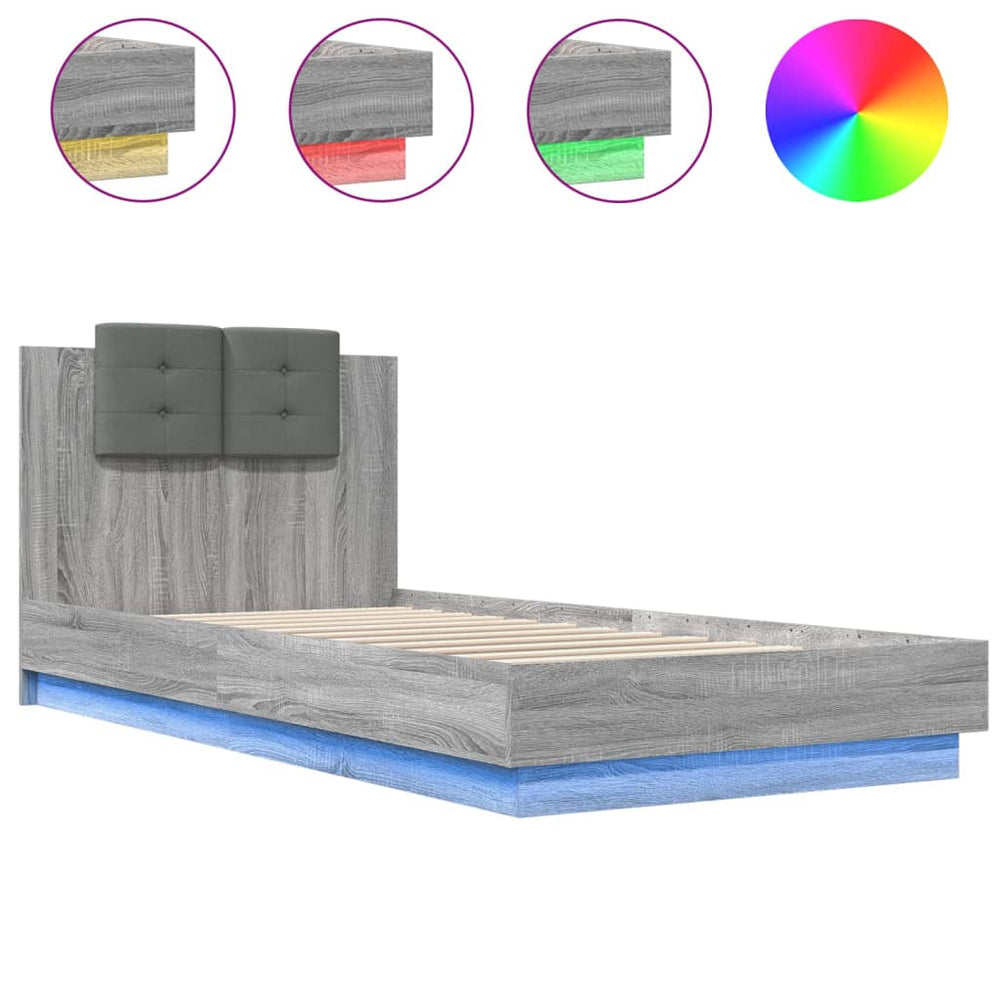 Bettgestell 100x200 cm mit LED Grau