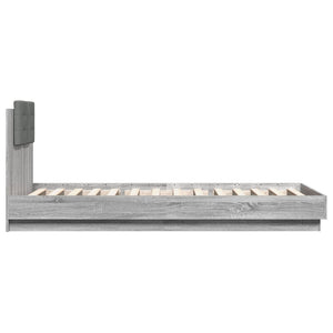 vidaXL Cadre de lit avec tête de lit et lumières LED Gris Sonoma 100x200 cm