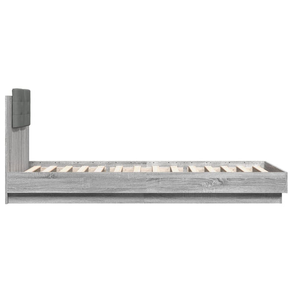 vidaXL Cadre de lit avec tête de lit et lumières LED Gris Sonoma 100x200 cm