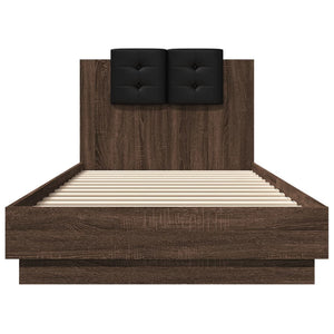 Bettgestell 100x200 cm mit LED-Leuchten Braun Eiche