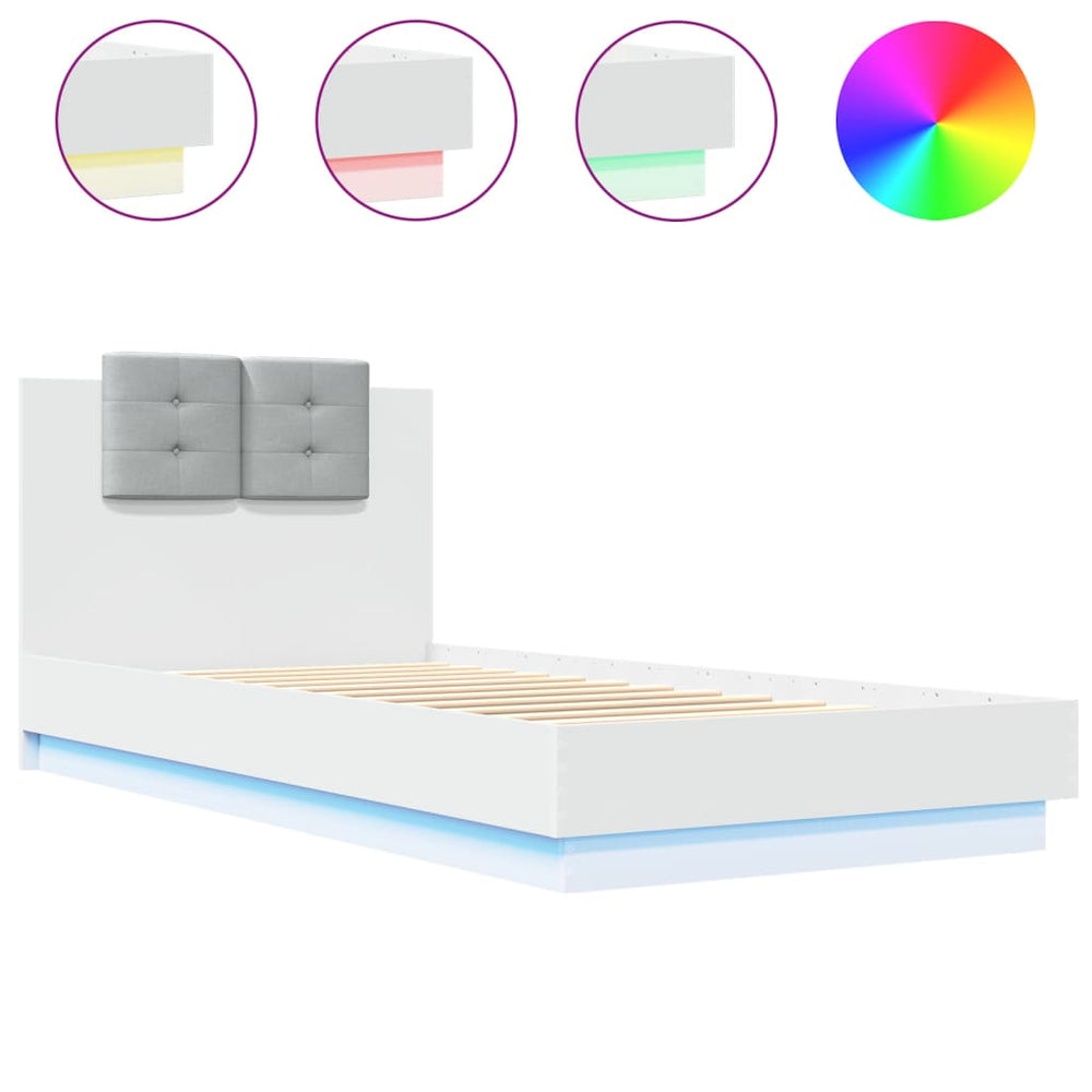 Bettgestell Weiß mit LED 90x200 cm