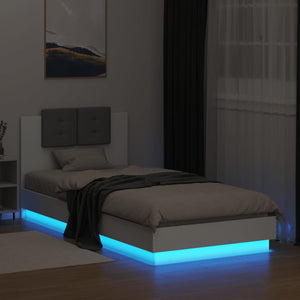 Bettgestell Weiß mit LED 90x200 cm