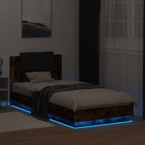 Bettgestell 90x200 cm mit LED Räuchereiche