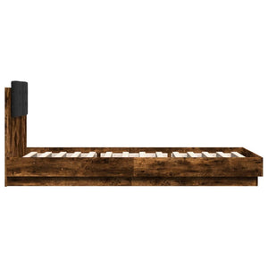 Bettgestell 90x200 cm mit LED Räuchereiche