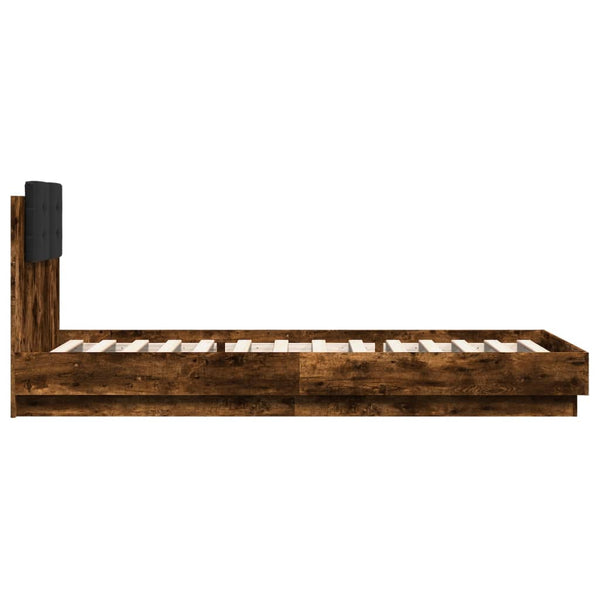 Bettgestell 90x200 cm mit LED Räuchereiche