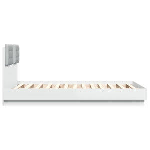 vidaXL Cadre de lit avec tête de lit et lumières LED Blanc 135x190 cm