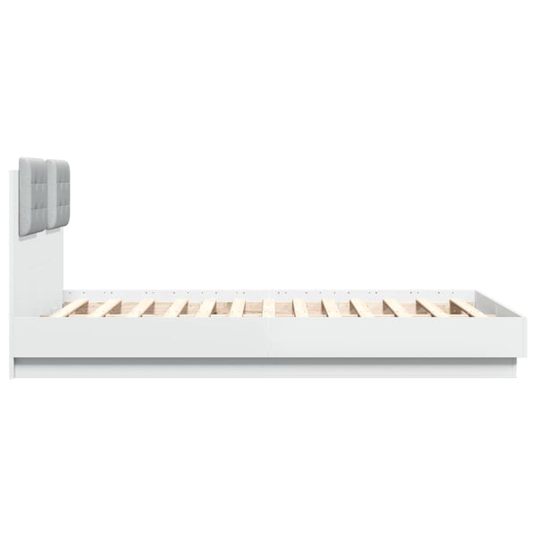 vidaXL Cadre de lit avec tête de lit et lumières LED Blanc 135x190 cm
