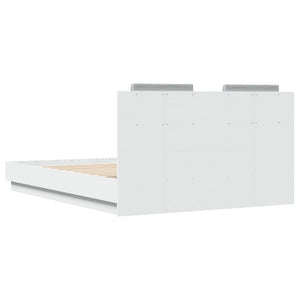 vidaXL Cadre de lit avec tête de lit et lumières LED Blanc 135x190 cm