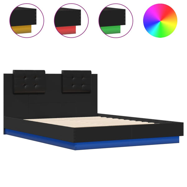 Bettgestell Schwarz mit LED 135x190 cm