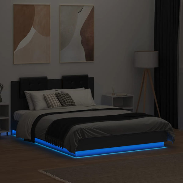 Bettgestell Schwarz mit LED 135x190 cm