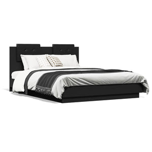 Bettgestell Schwarz mit LED 135x190 cm