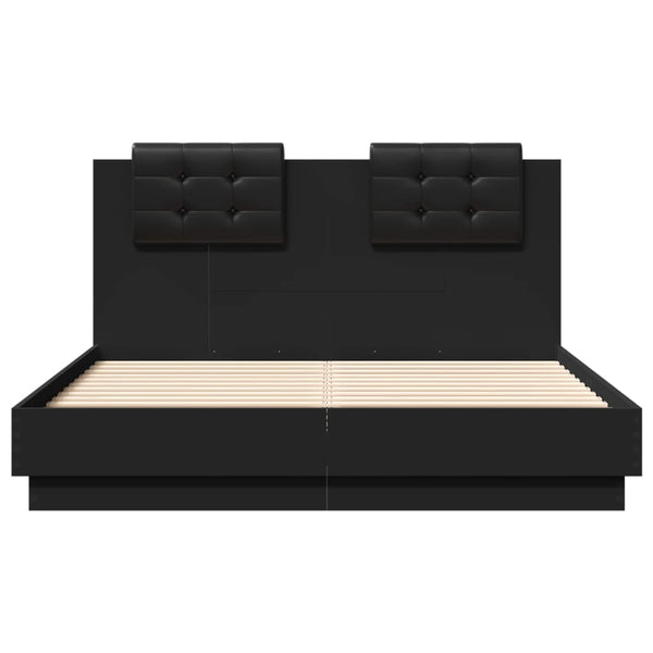 Bettgestell Schwarz mit LED 135x190 cm
