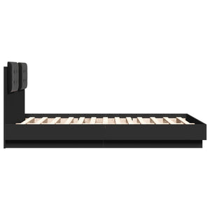 Bettgestell Schwarz mit LED 135x190 cm