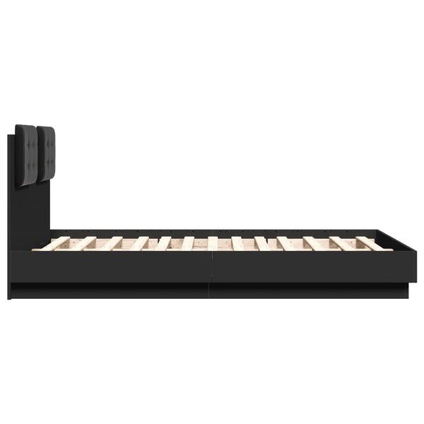 Bettgestell Schwarz mit LED 135x190 cm