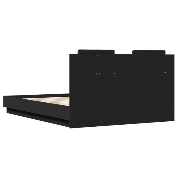 Bettgestell Schwarz mit LED 135x190 cm