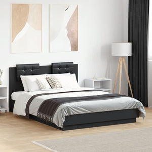 Bettgestell Schwarz mit LED 135x190 cm