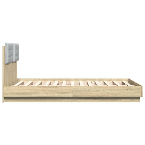 Bettgestell mit LED Sonoma-Eiche 135x190 cm