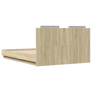 Bettgestell mit LED Sonoma-Eiche 135x190 cm