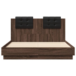 Bettgestell 135x190 cm mit LED Braun Eiche