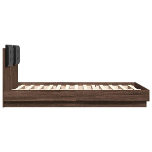 Bettgestell 135x190 cm mit LED Braun Eiche
