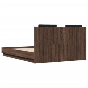 Bettgestell 135x190 cm mit LED Braun Eiche