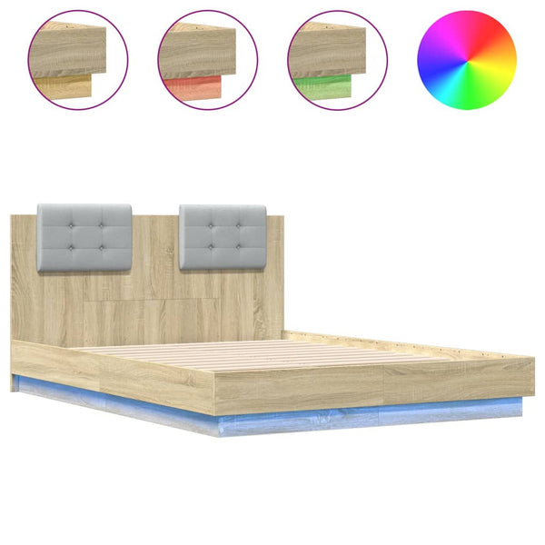 Bettgestell Sonoma-Eiche mit LED 120x190 cm