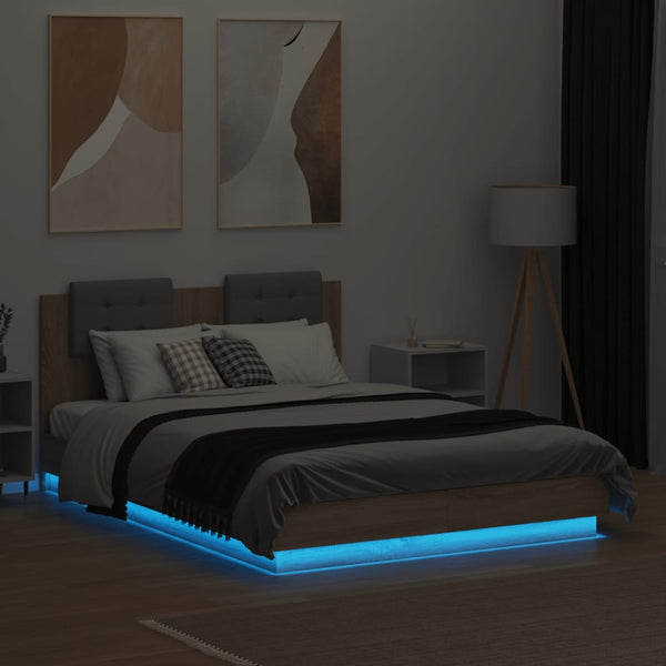 Bettgestell Sonoma-Eiche mit LED 120x190 cm
