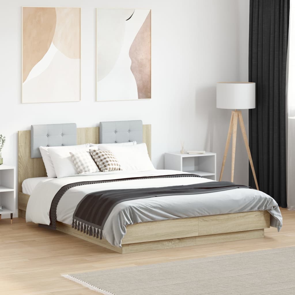 Bettgestell Sonoma-Eiche mit LED 120x190 cm