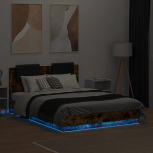 Bettgestell Räuchereiche mit LED 120x190 cm