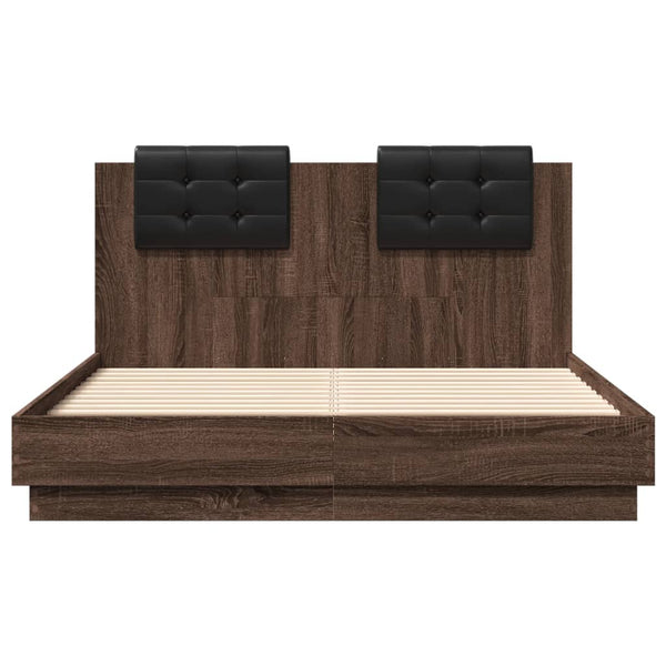 Bettgestell 120x190 cm mit LED Braun Eiche-Optik