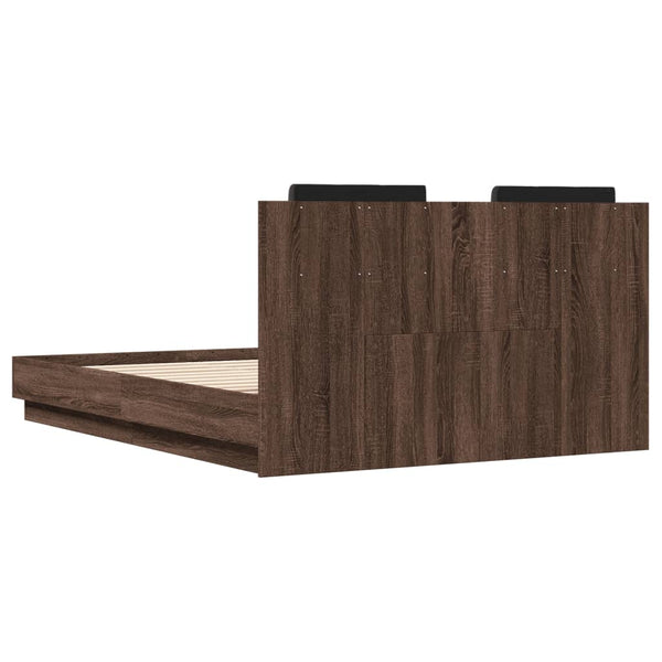 Bettgestell 120x190 cm mit LED Braun Eiche-Optik