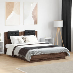 Bettgestell 120x190 cm mit LED Braun Eiche-Optik