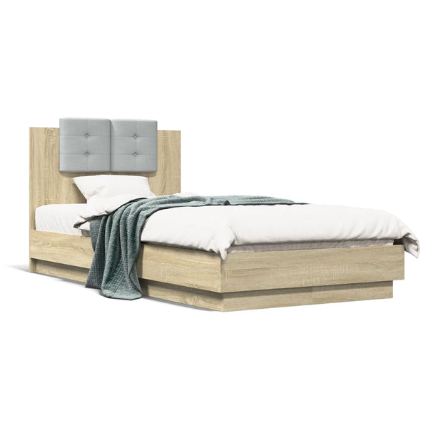 Bettgestell 90x190cm mit LED Sonoma-Eiche