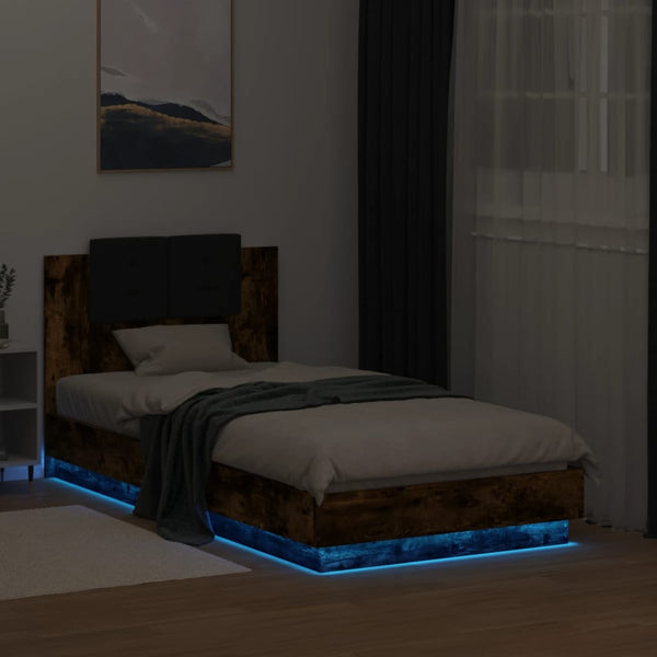 Bettgestell Räuchereiche mit LED 90x190 cm