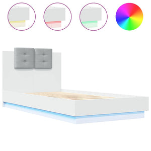 Bettgestell Weiß mit LED 75x190 cm